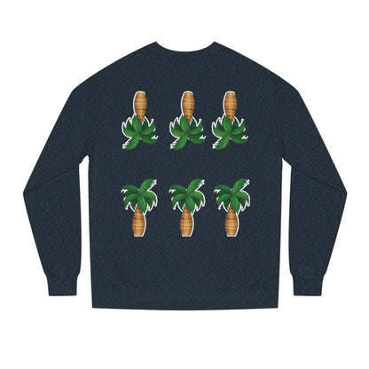 Palm Tree Crew Neck Sweatshirt, Casual Wear, Beach Vibes Apparel, Everyday Comfort, Gift for Him or Her