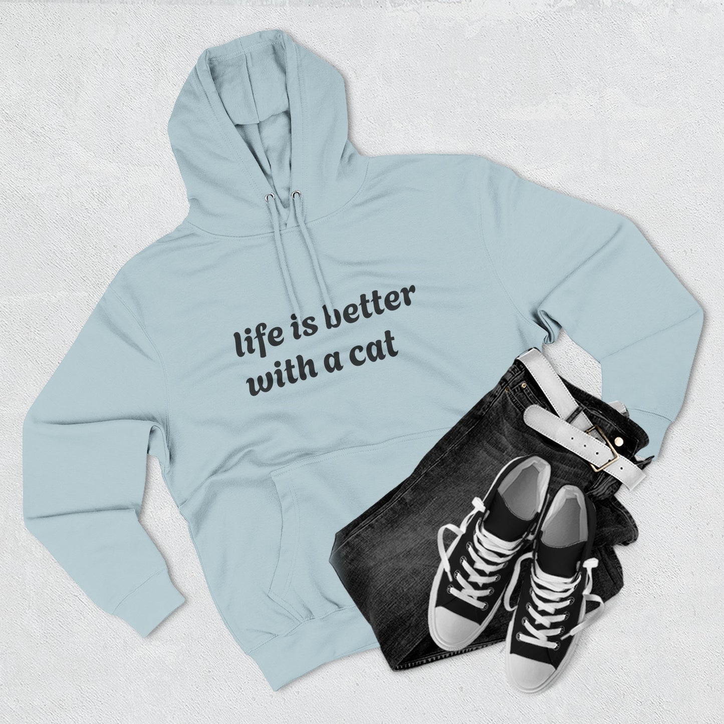 Cat Lover's Three-Panel Fleece Hoodie - Cozy Cat Hoodie, Gift for Cat Lovers, Cute Pet Apparel, Cat Mom Sweatshirt, Birthday Gift