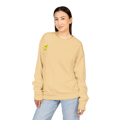 Smiley Face ComfortWash Sweatshirt | Cozy  Crewneck for Everyday Wear, Gifts, Relaxation, Casual Outfits, Cheerful Vibe