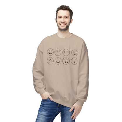 Emoticon Crewneck Sweatshirt - Cozy Fleece Sweatshirt, Gift for Friends, Funny Emoji Apparel, Mood Swag, Casual Layering