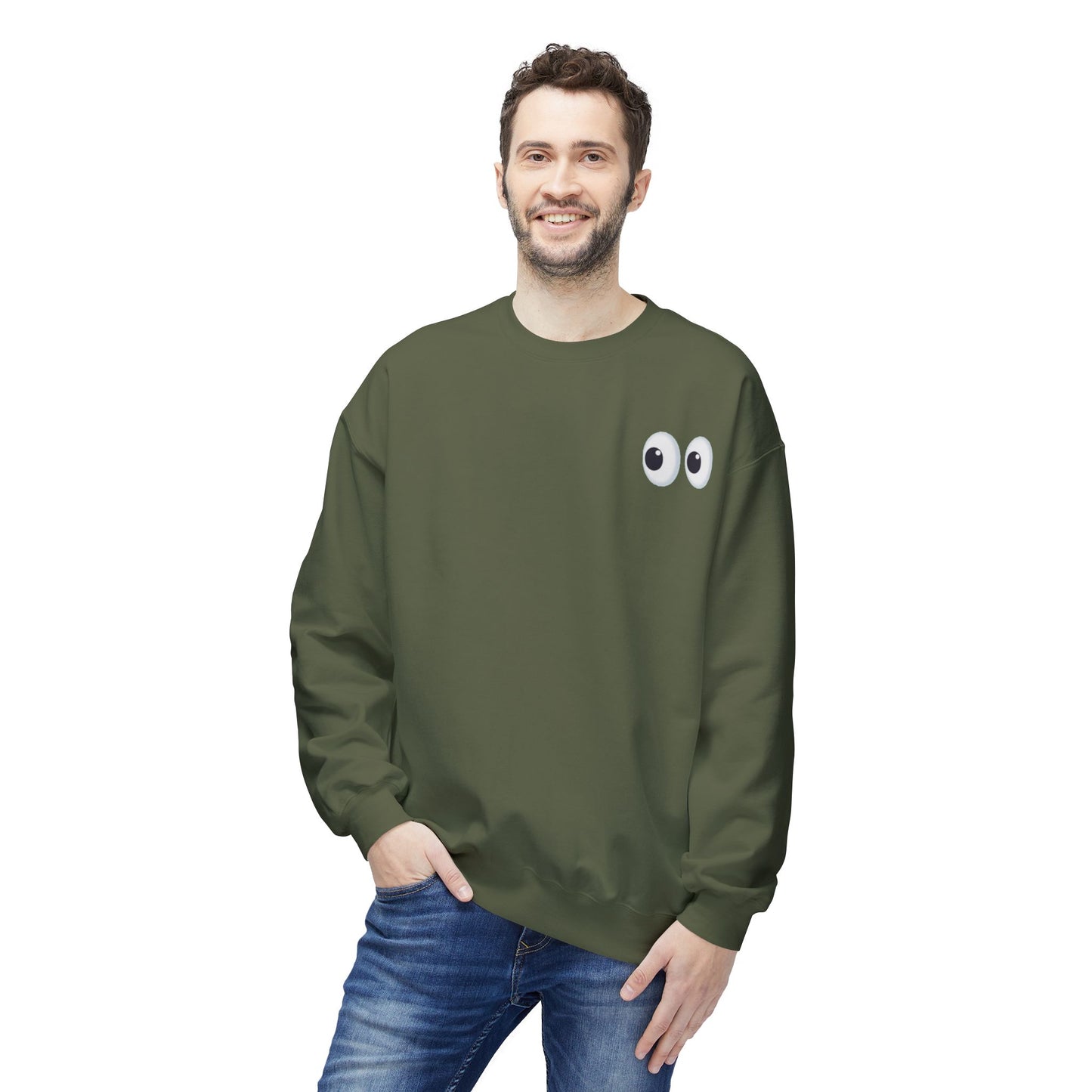 Cute Eyes Crewneck Sweatshirt, Cozy  Fleece, Perfect for Gifts, Casual Wear, Everyday Comfort