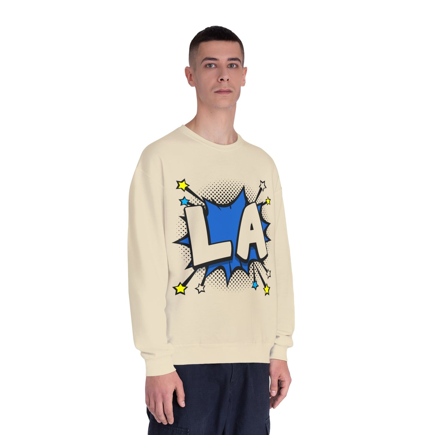 Cool LA Comic Style Crewneck Sweatshirt,  Graphic Sweater, Gift for Him, Her, Casual Wear