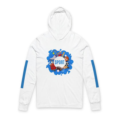 Sporty  Hooded Long Sleeve Tee - Perfect for Athletes, Active Lifestyle, Sports Events, Gifts for Him/Her, Year-round Wear