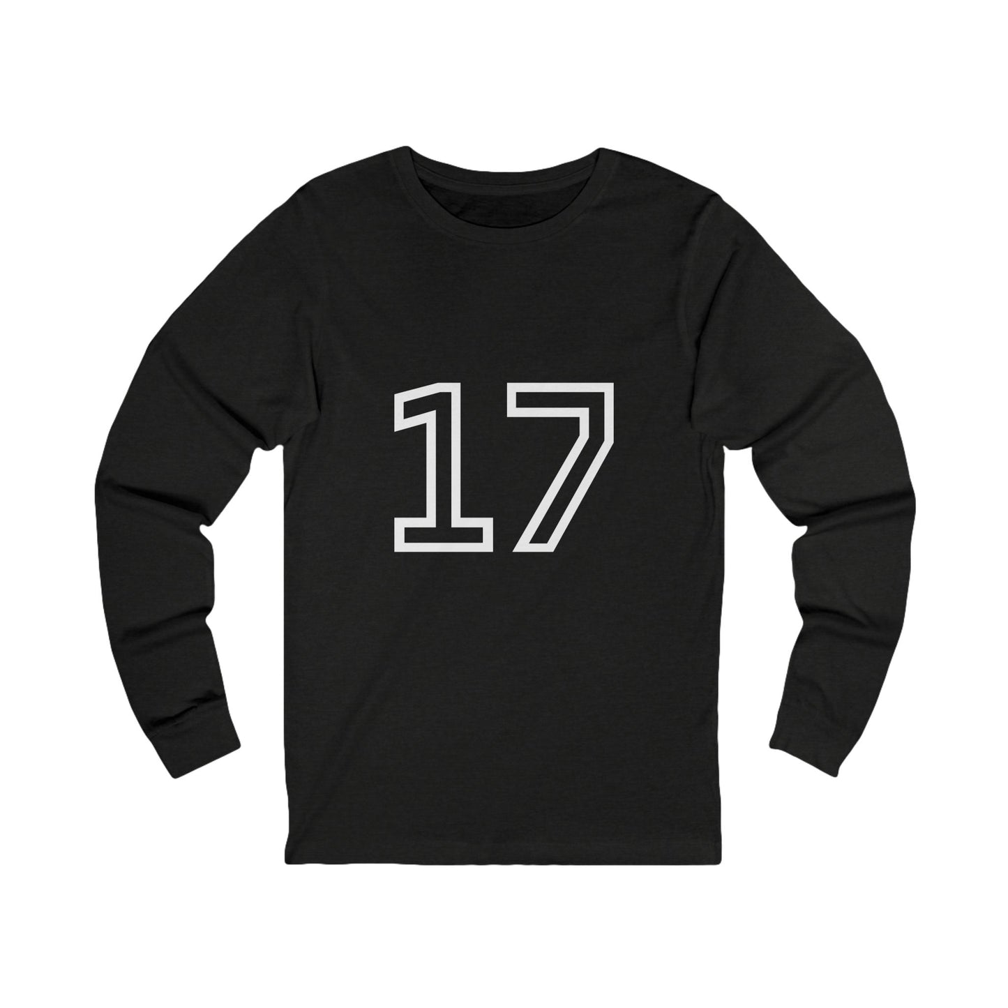 Minimalist  Long Sleeve Tee with Number 17, Casual Wear, Sports Life, Personalized Gift, Everyday Comfort, Fashion Statement