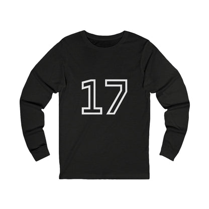 Minimalist  Long Sleeve Tee with Number 17, Casual Wear, Sports Life, Personalized Gift, Everyday Comfort, Fashion Statement