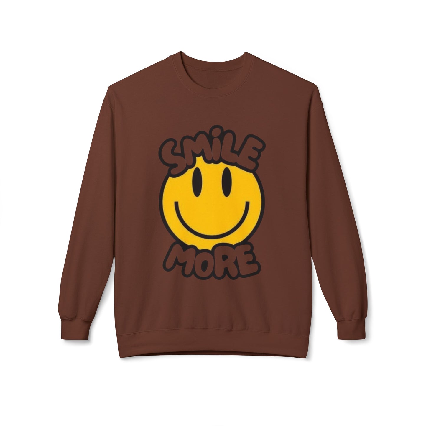 Smiley Face Fleece Crewneck Sweatshirt | Sweatshirt for Everyday Comfort, Gifts, Casual Wear, Smile More Apparel, Cozy Fashion