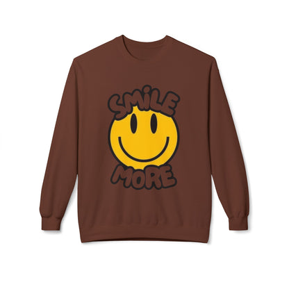 Smiley Face Fleece Crewneck Sweatshirt | Sweatshirt for Everyday Comfort, Gifts, Casual Wear, Smile More Apparel, Cozy Fashion