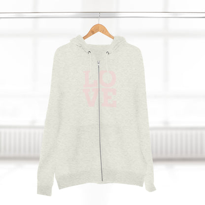 Zip Hoodie with Love Design, Cozy Streetwear for Couples, Valentine's Gift, Casual Wear, Everyday Comfort