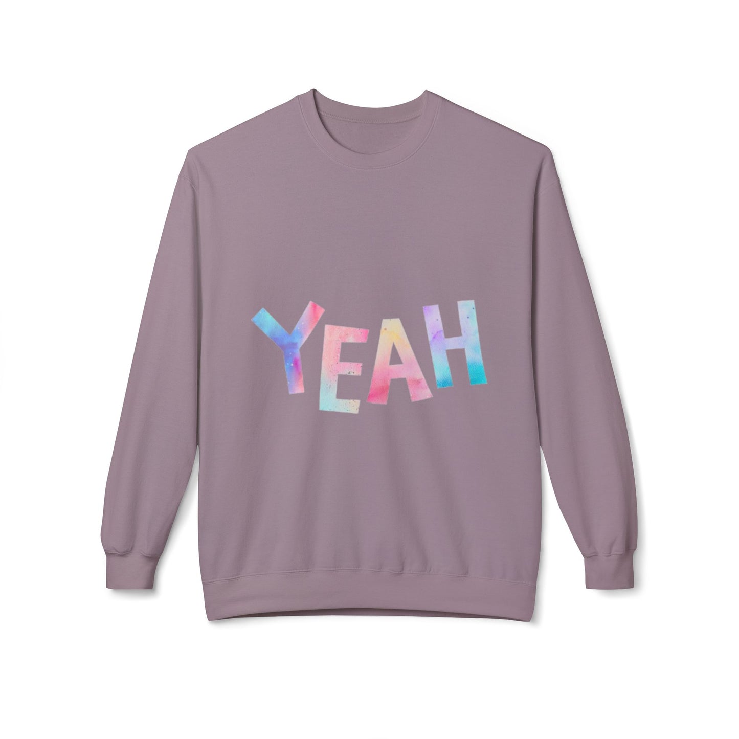 Colorful 'YEAH' Crewneck Sweatshirt,  Sweatshirt, Inspirational Gift, Cozy Fleece, Casual Wear, Everyday Comfort