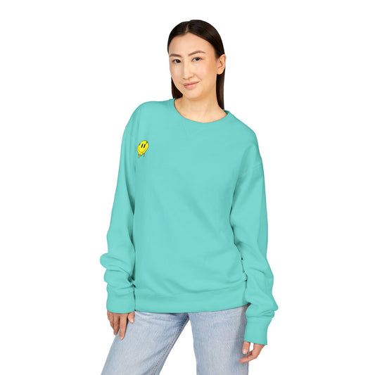 Smiley Face ComfortWash Sweatshirt | Cozy  Crewneck for Everyday Wear, Gifts, Relaxation, Casual Outfits, Cheerful Vibe