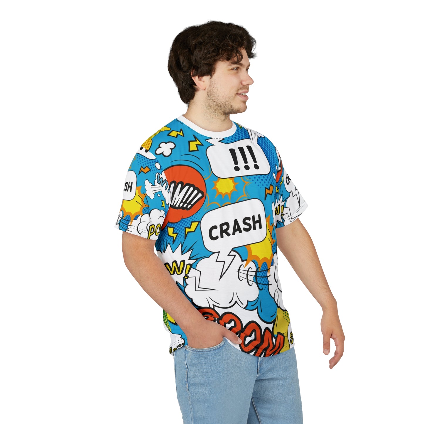 Comic Book Graphic Tee,  Tee, AOP T-shirt, Fun Graphic Shirt, Gift for Comic Lovers, Casual Wear, Cartoon Print Tee