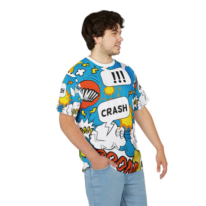 Comic Book Graphic Tee,  Tee, AOP T-shirt, Fun Graphic Shirt, Gift for Comic Lovers, Casual Wear, Cartoon Print Tee