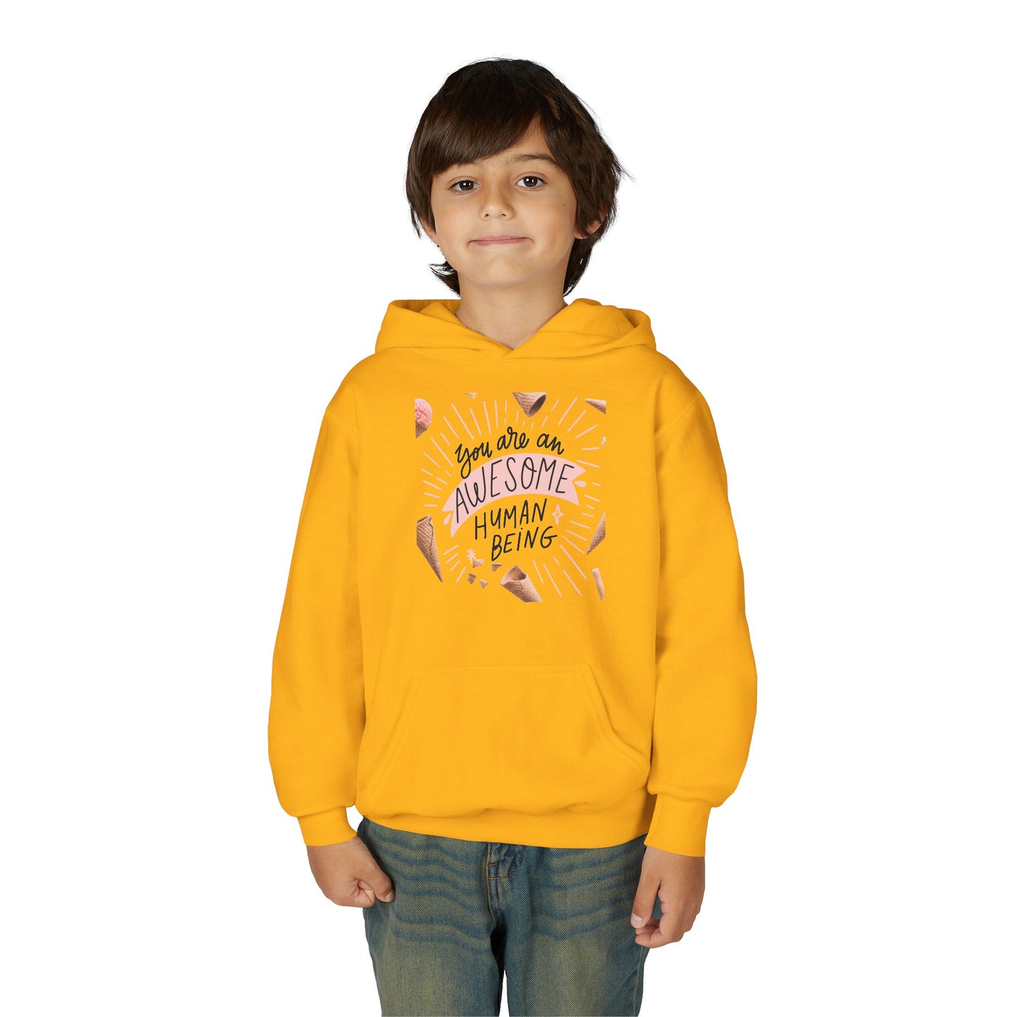 Youth Inspirational Hoodie - You Are An Awesome Human Being, Perfect Gift for Teens, Motivational Sweatshirt, Birthday Present