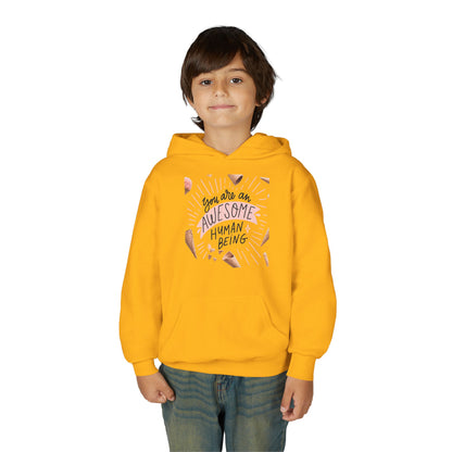 Youth Inspirational Hoodie - You Are An Awesome Human Being, Perfect Gift for Teens, Motivational Sweatshirt, Birthday Present
