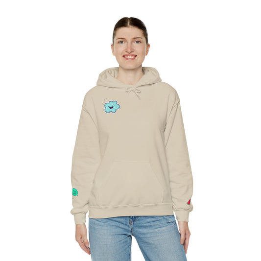 Cute Illustrated Hoodie with Flowers,  Sweatshirt for Spring, Funny Cloud Design, Gift for Teens, Cozy Casual Wear