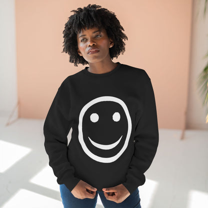 Happy Face Crewneck Sweatshirt, Cozy Gift for Friends, Casual Style, Everyday Wear, Fun Mood Boost