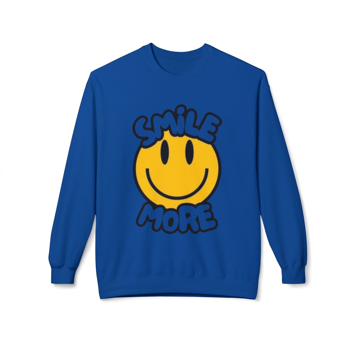 Smiley Face Fleece Crewneck Sweatshirt | Sweatshirt for Everyday Comfort, Gifts, Casual Wear, Smile More Apparel, Cozy Fashion