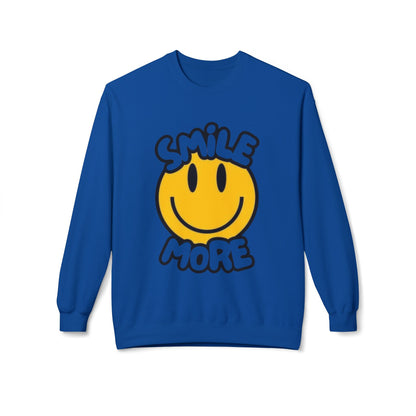 Smiley Face Fleece Crewneck Sweatshirt | Sweatshirt for Everyday Comfort, Gifts, Casual Wear, Smile More Apparel, Cozy Fashion