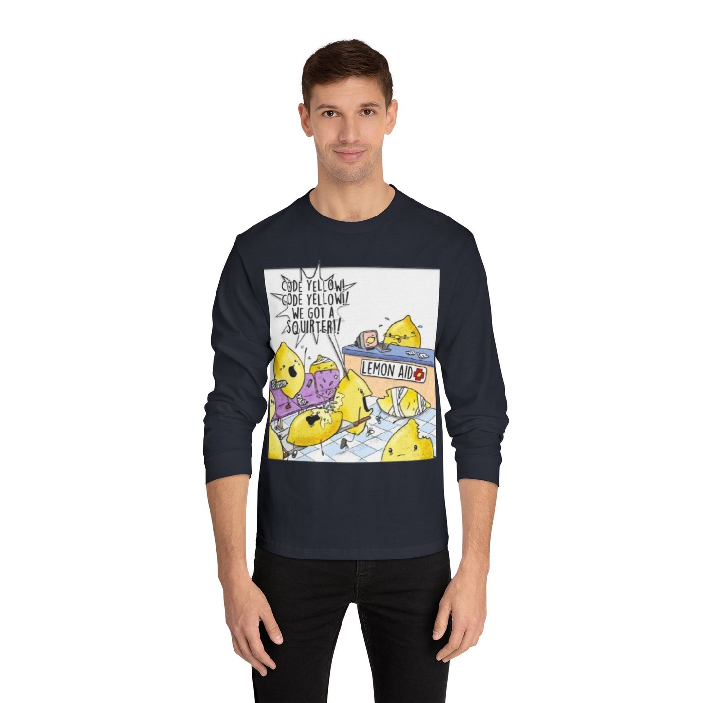 Fun Lemonade T-Shirt, Cartoon Tee,Long Sleeve, Summer Vibes, Gift for Citrus Lovers, Funny Lemon Shirt