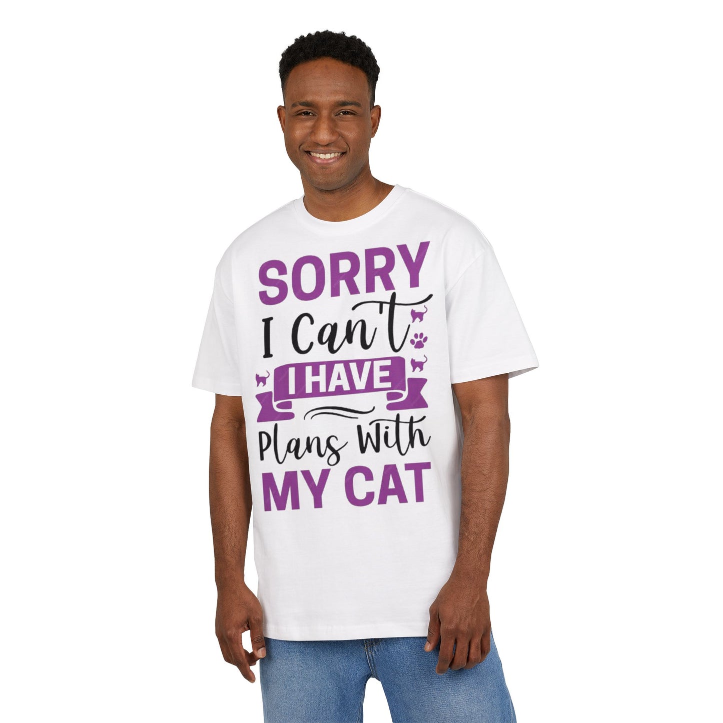 Cat Lover's Oversize Tee: Sorry I Can't, I Have Plans With My Cat - Funny Pet Tee, Gift for Cat Owners, Casual Everyday Wear, [...]