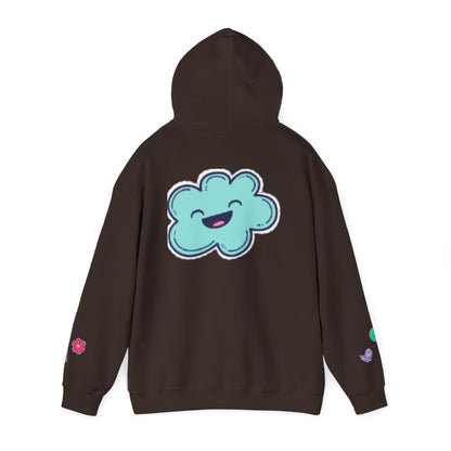 Cute Illustrated Hoodie with Flowers,  Sweatshirt for Spring, Funny Cloud Design, Gift for Teens, Cozy Casual Wear