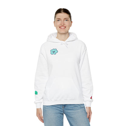 Cute Illustrated Hoodie with Flowers,  Sweatshirt for Spring, Funny Cloud Design, Gift for Teens, Cozy Casual Wear