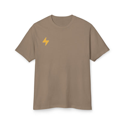 Heavyweight Cotton Tee with Lightning Bolt Design, Casual T-Shirt for Everyday Wear, Gifts for Friends, Birthday, Music Festival