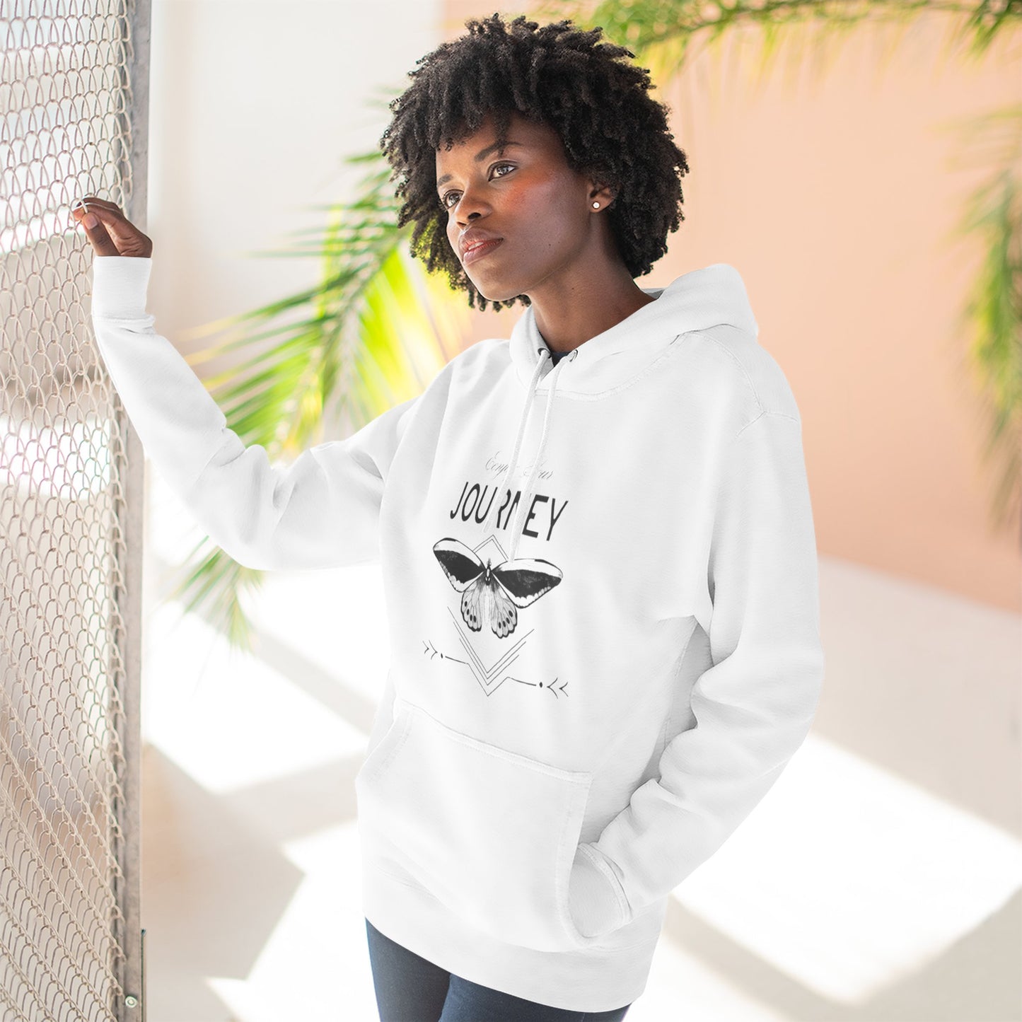 Journey Fleece Hoodie - Cozy White Pullover for Adventurers