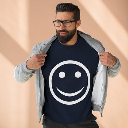 Happy Face Crewneck Sweatshirt, Cozy Gift for Friends, Casual Style, Everyday Wear, Fun Mood Boost
