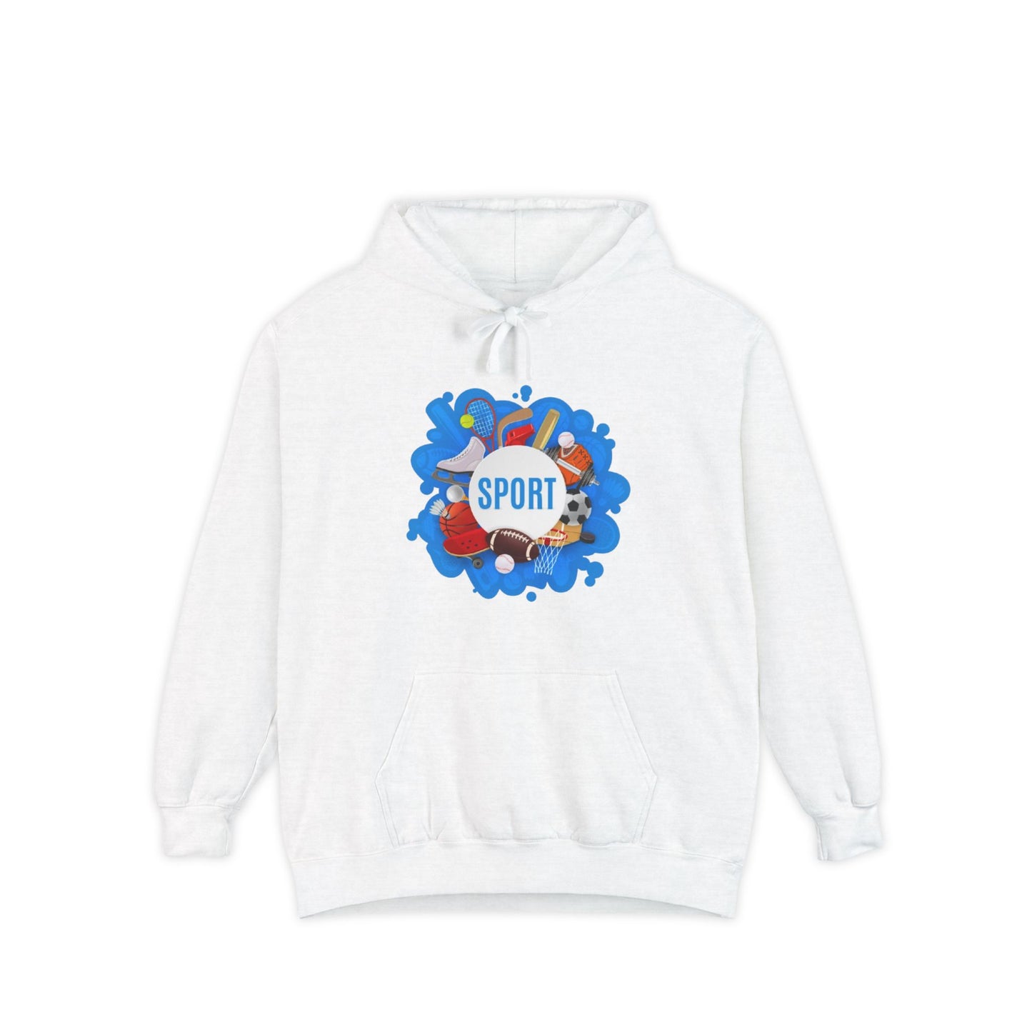 Sporty  Garment-Dyed Hoodie - Casual Comfort for Sports Lovers,  Apparel, Activewear, Gift for Athletes, Cozy Loungewear