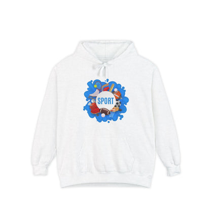 Sporty  Garment-Dyed Hoodie - Casual Comfort for Sports Lovers,  Apparel, Activewear, Gift for Athletes, Cozy Loungewear