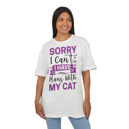 Cat Lover's Oversize Tee: Sorry I Can't, I Have Plans With My Cat - Funny Pet Tee, Gift for Cat Owners, Casual Everyday Wear, [...]