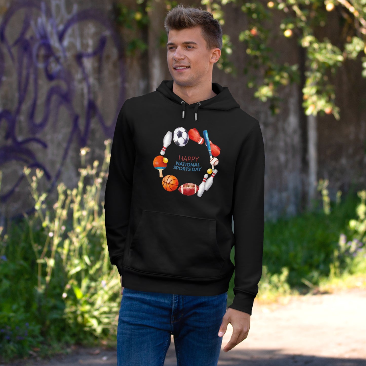 Happy Sports Day King Hooded Sweatshirt, Sports Lover Gift, Activewear, Casual Clothing, Athletic Hoodie, Sports Day Celebration