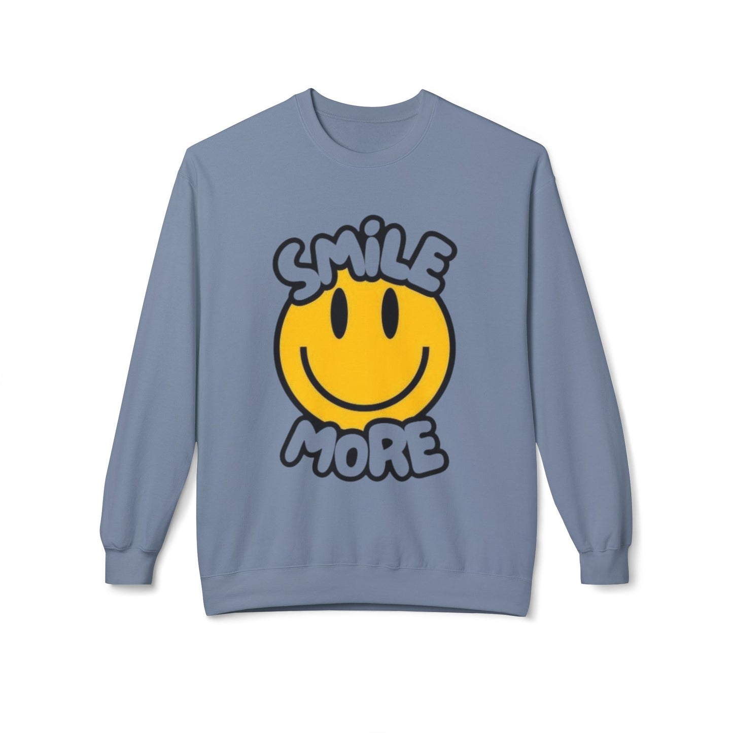 Smiley Face Fleece Crewneck Sweatshirt | Sweatshirt for Everyday Comfort, Gifts, Casual Wear, Smile More Apparel, Cozy Fashion