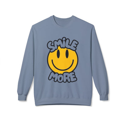 Smiley Face Fleece Crewneck Sweatshirt | Sweatshirt for Everyday Comfort, Gifts, Casual Wear, Smile More Apparel, Cozy Fashion