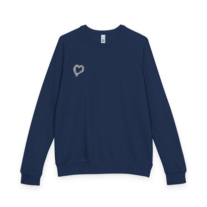 Cozy Love Heart Raglan Crewneck Sweatshirt, Pullover, Gift for Him/Her, Casual Wear, Valentine's Day Gift, Year-Round Comfort
