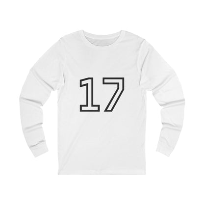 Minimalist  Long Sleeve Tee with Number 17, Casual Wear, Sports Life, Personalized Gift, Everyday Comfort, Fashion Statement