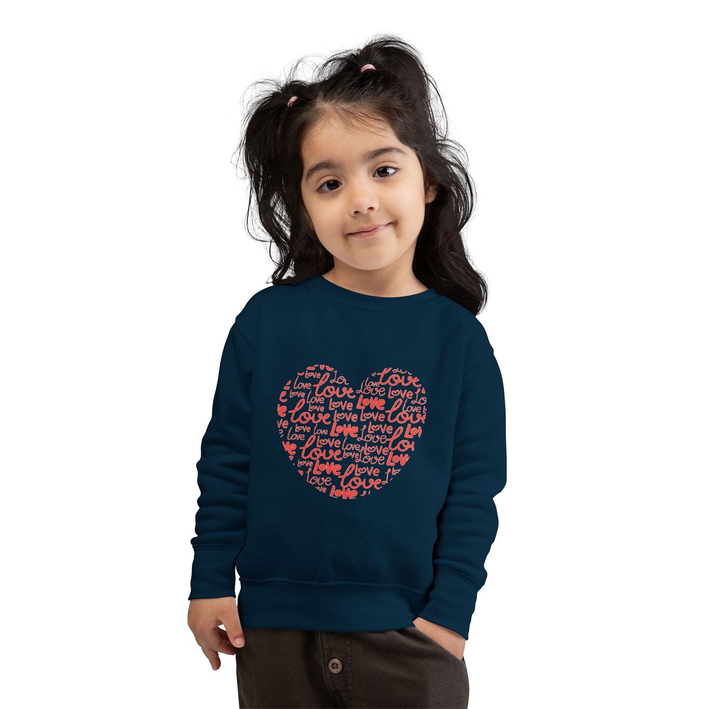 Toddler Love Heart Sweatshirt, Cute Baby Crewneck, Valentine Gift, Adorable Kids Apparel, Heart Sweatshirt for Toddlers