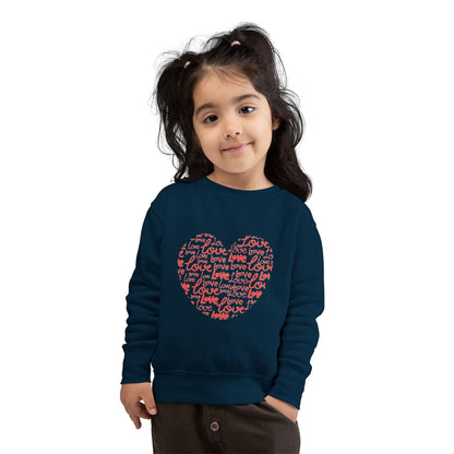 Toddler Love Heart Sweatshirt, Cute Baby Crewneck, Valentine Gift, Adorable Kids Apparel, Heart Sweatshirt for Toddlers
