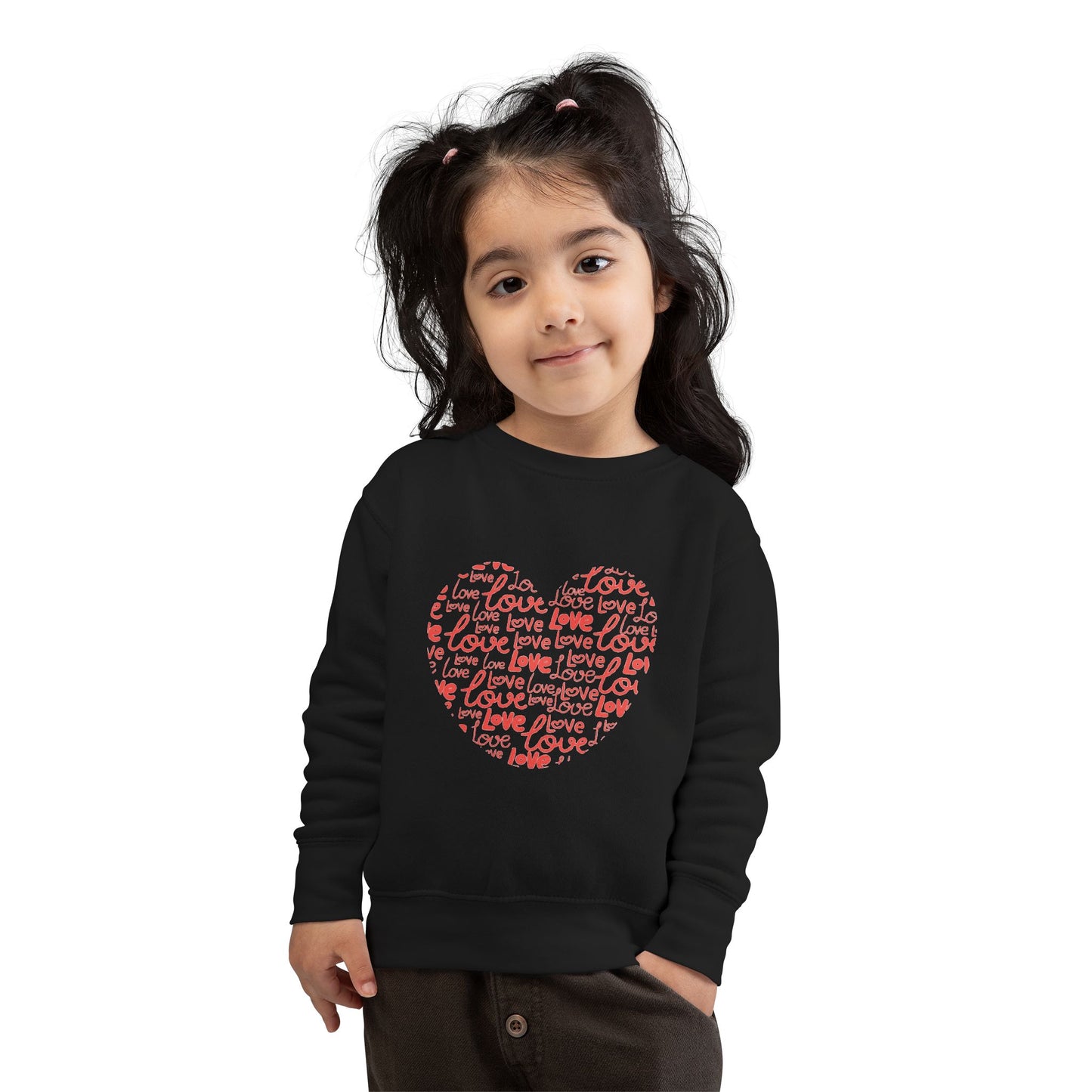 Toddler Love Heart Sweatshirt, Cute Baby Crewneck, Valentine Gift, Adorable Kids Apparel, Heart Sweatshirt for Toddlers