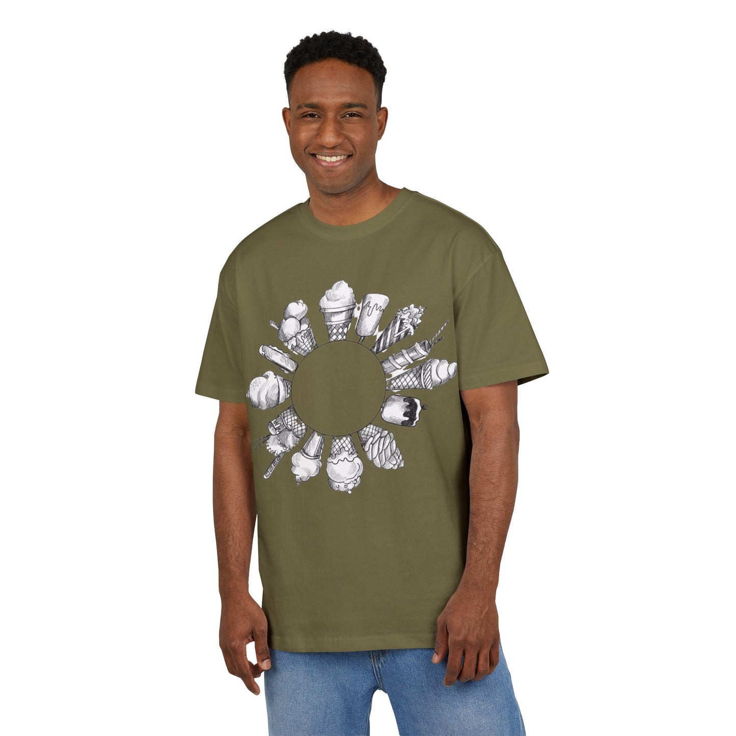 Ice Cream Lovers  Heavy Oversize Tee, Summer Fashion, Casual Wear, Gift for Foodies, Ice Cream Enthusiasts, Comfort Tee