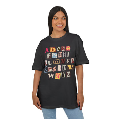 Playful Alphabet Oversize Tee, Comfortable Graphic Shirt, Casual Wear, Gift for Kids and Adults, Fun T-Shirt for Any Occasion