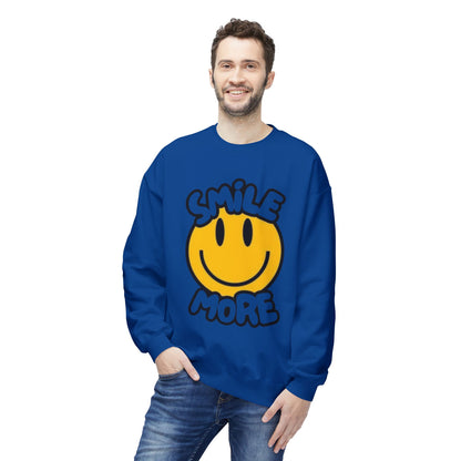 Smiley Face Fleece Crewneck Sweatshirt | Sweatshirt for Everyday Comfort, Gifts, Casual Wear, Smile More Apparel, Cozy Fashion