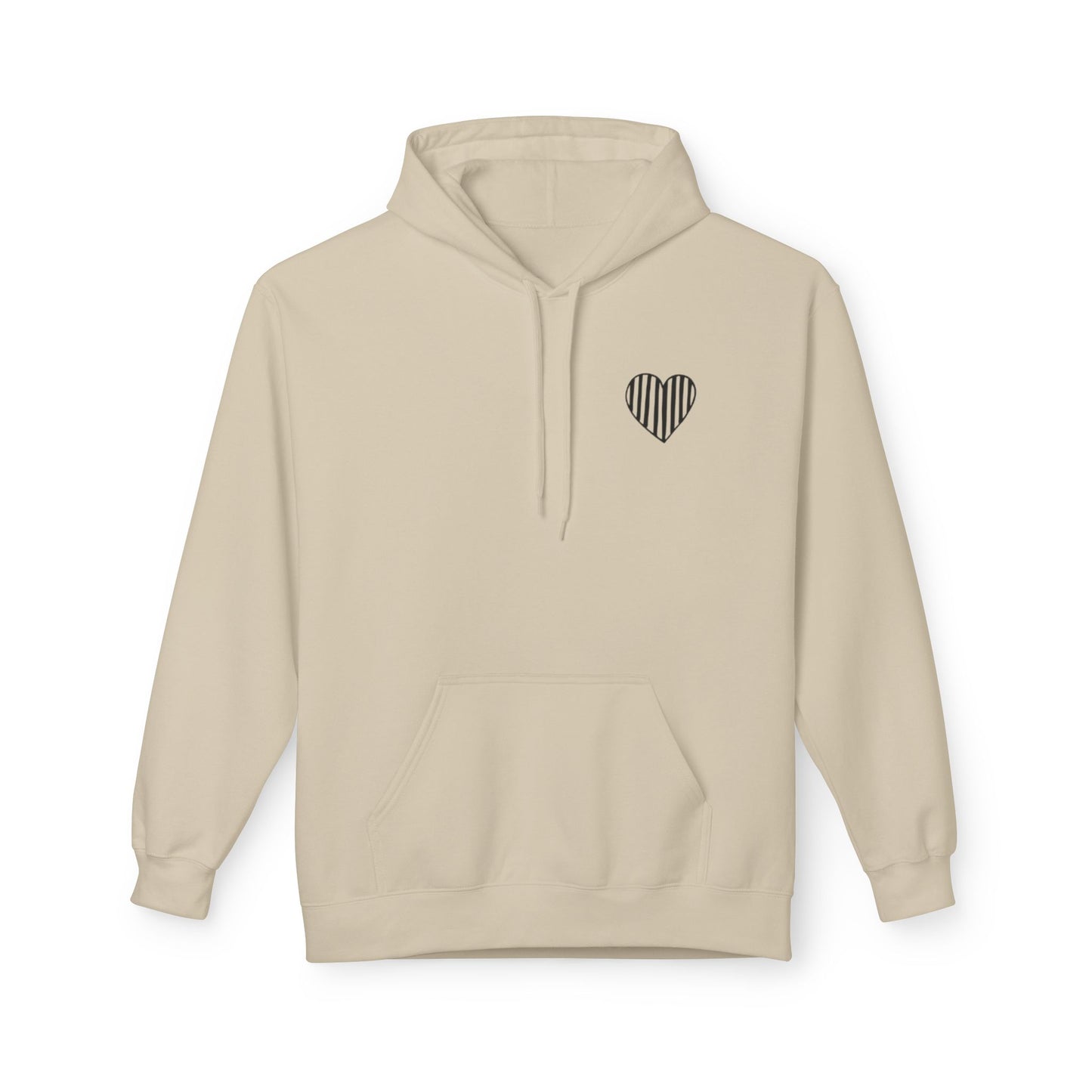 Striped Heart Fleece Hoodie - Soft, Cozy Apparel for All Seasons