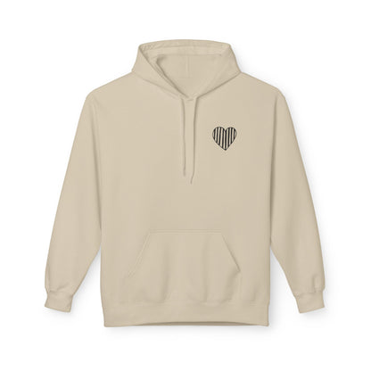 Striped Heart Fleece Hoodie - Soft, Cozy Apparel for All Seasons