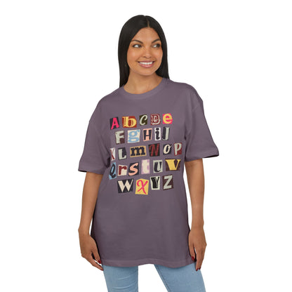Playful Alphabet Oversize Tee, Comfortable Graphic Shirt, Casual Wear, Gift for Kids and Adults, Fun T-Shirt for Any Occasion