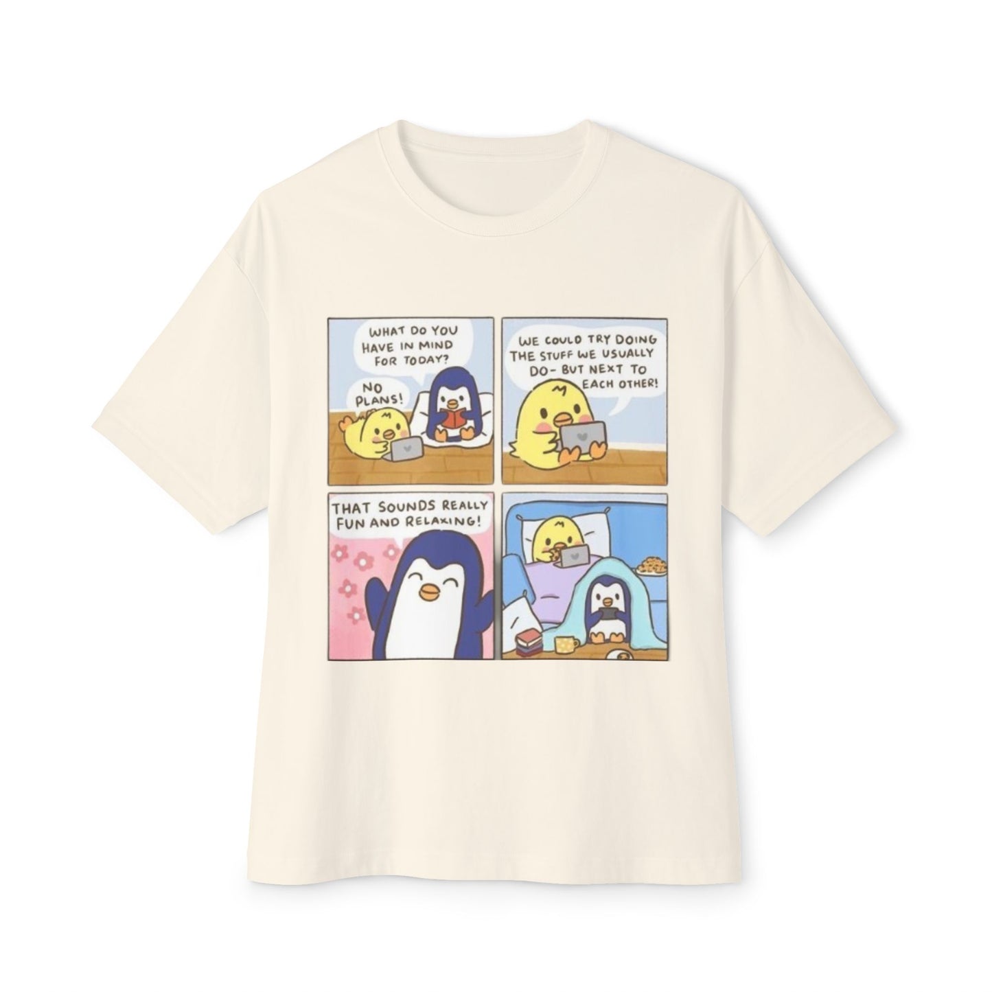 Cute Penguin Graphic Tee, Funny Animal Oversized T-Shirt, Cartoon Lovers Gift, Casual Summer Wear, Cozy Lounge Top