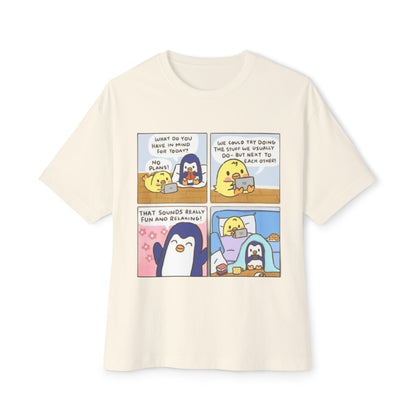 Cute Penguin Graphic Tee, Funny Animal Oversized T-Shirt, Cartoon Lovers Gift, Casual Summer Wear, Cozy Lounge Top