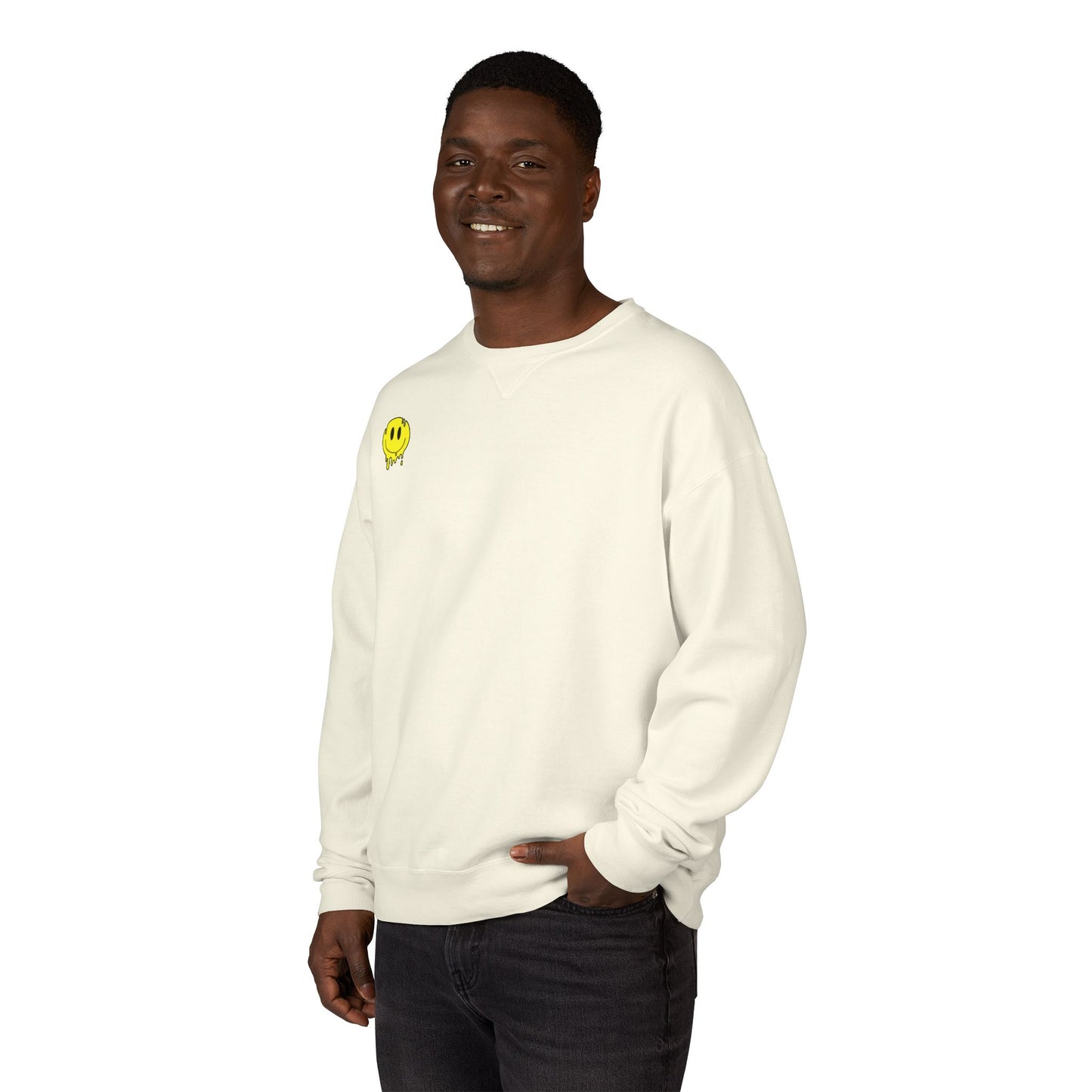 Smiley Face ComfortWash Sweatshirt | Cozy  Crewneck for Everyday Wear, Gifts, Relaxation, Casual Outfits, Cheerful Vibe