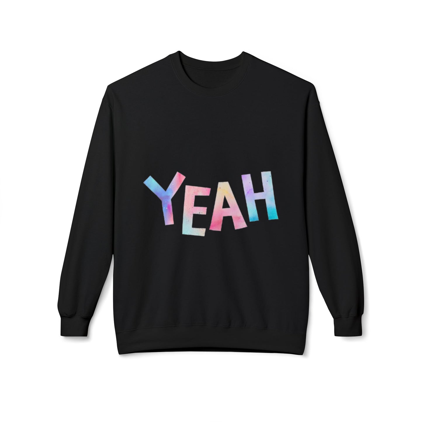 Colorful 'YEAH' Crewneck Sweatshirt,  Sweatshirt, Inspirational Gift, Cozy Fleece, Casual Wear, Everyday Comfort